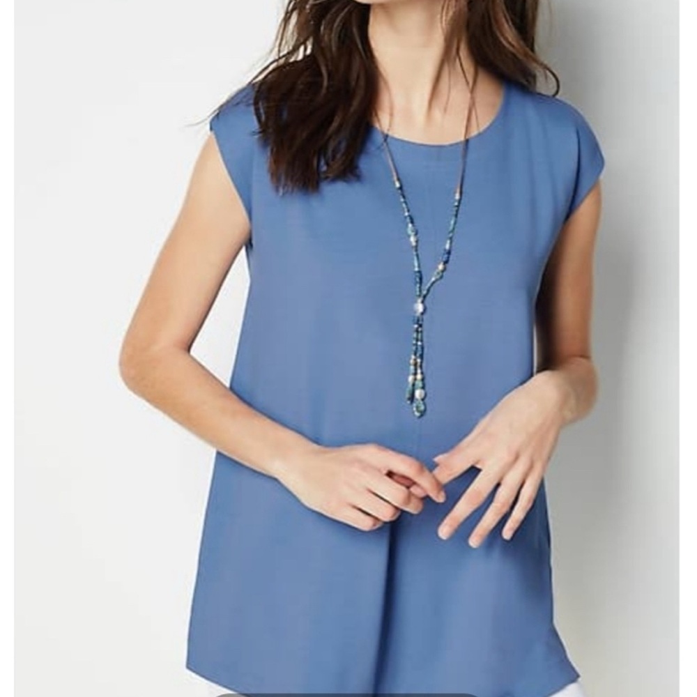 NWT J. JILL Wearever Double Face Jersey Center Seam Tunic Top Hyacinth Teal XLP
